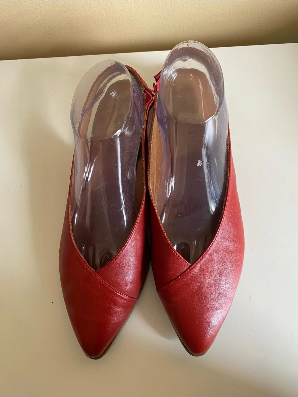 Bueno Red Leather Slingback Flats Pointed Toe Shoes Women’s EU 41 US 10 Classic - Picture 3 of 10